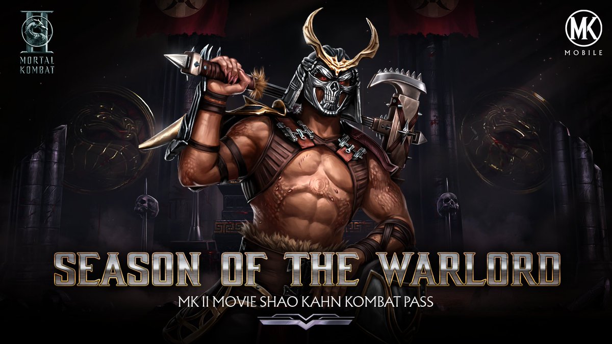 MKMobileGame's tweet photo. "Earth belongs to me!" Don't miss #MortalKombatMovie Shao Kahn's Season Pass happening now in #MKMobile! The first Kombat Pass Trials await. 

The Mortal Kombat II film is now in theaters. https://t.co/JNSWTpDsdi