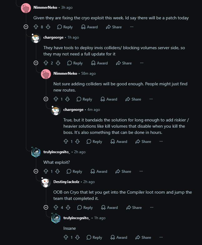 Marathon: Day 68

Marathon hit another all-time low of just 11,798 concurrent players on Monday evening, down from 13,969 the previous week.

Players are optimistic that Bungie will fix the exploits in today's maintenance. Some are still dismissive.

Will Bungie fix their game?