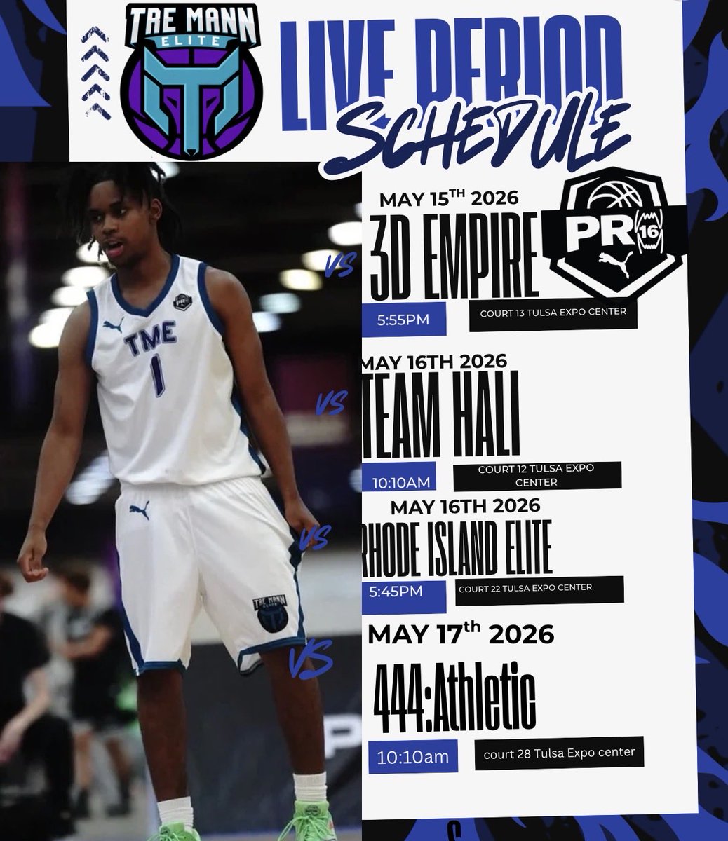 TME2028_'s tweet photo. 6’0 PG Jakai Hardy live period schedule for TRE MANN ELITE 2028 Pro16 in Tulsa, Oklahoma 🏀 May 15-17th Coaches @CoachLyals and @jacksonisaiah44 https://t.co/a58e9tyFmj