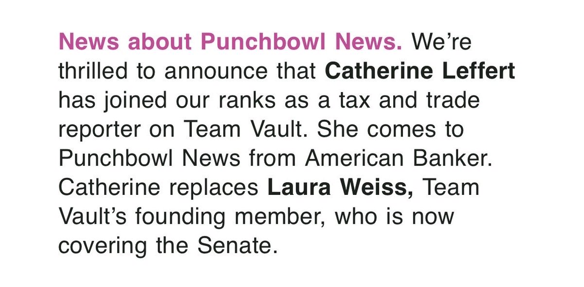 ccleffert's tweet photo. personal news! excited to join the team @PunchbowlNews https://t.co/Ics4SMi30D