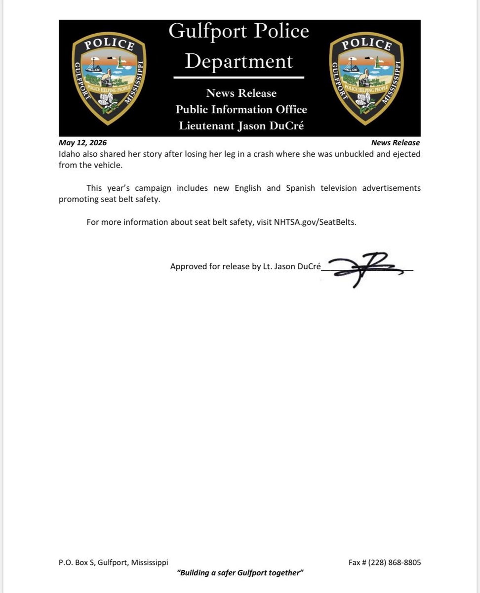 Gulfport Police Dept tweet media