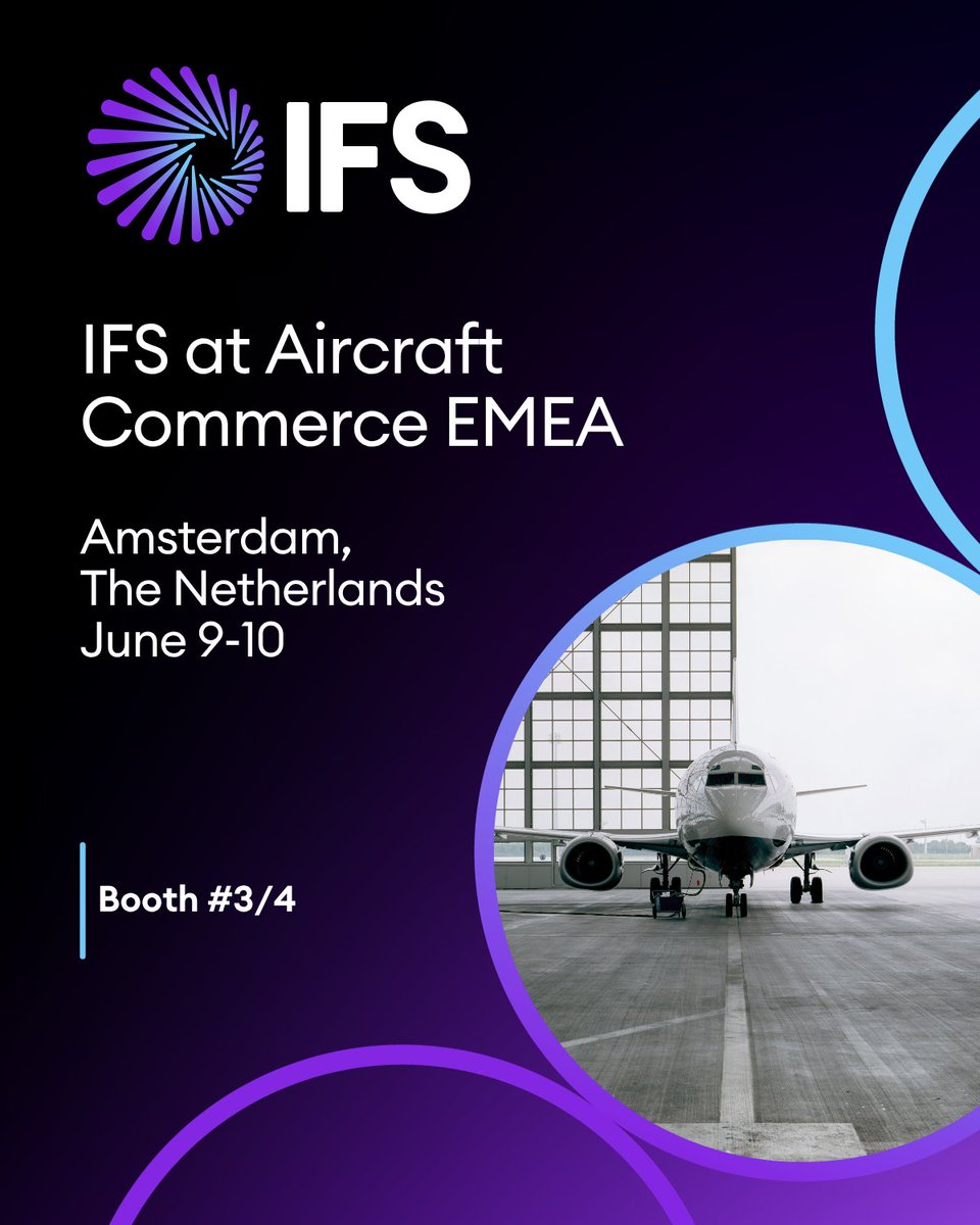 IFS_AD's tweet photo. Airlines are drowning in data but still getting surprised by maintenance issues.

The problem isn't data. It's turning it into decisions. We're solving that.

Mark you calendars and visit us @AircraftCommrce EMEA in Amsterdam.
#AvMRO

https://t.co/UHUQoTsB8n https://t.co/qXAb3yFHaX