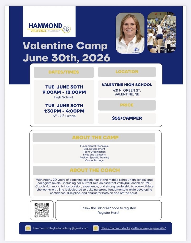 VCSBadger's tweet photo. Register now for a UNK Volleyball Skills Camp at VHS!!! https://t.co/zTJz16CFst