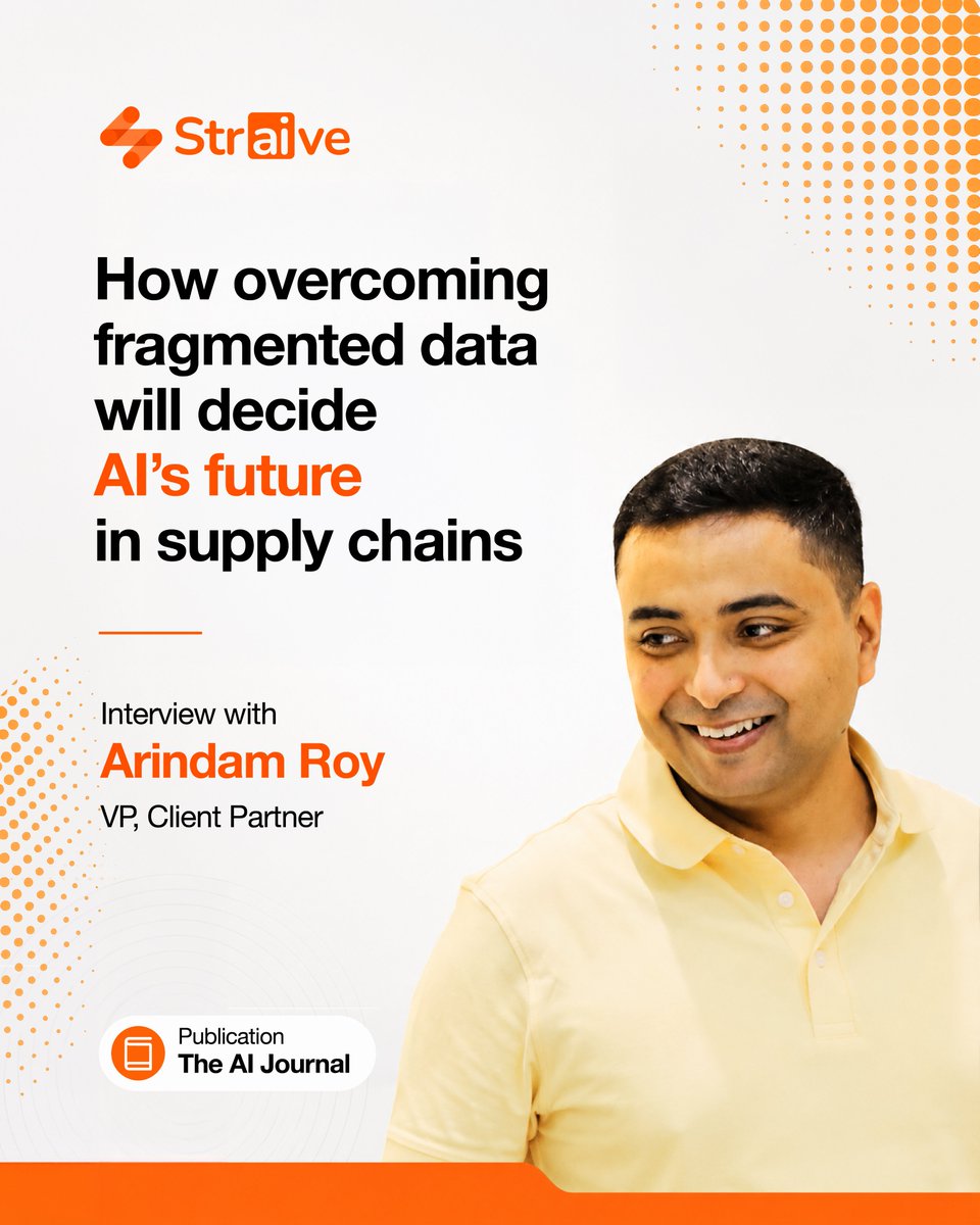 Straive_'s tweet photo. AI in supply chains is advancing fast, but many deployments still fail to deliver real value.

In a recent conversation with Arindam Roy (VP, Client Partner at Straive), one thing stood out clearly: the problem isn’t weak AI models, it’s fragmented data.

Disconnected systems, inconsistent formats, and unclear data ownership are limiting visibility and undermining AI outcomes across logistics.

The result? 

Missed forecasts, operational delays, and reduced resilience.

To truly unlock AI’s potential, organizations need to:
• Strengthen data governance and accountability
• Build interoperable, end-to-end data pipelines
• Prioritize visibility and real-time accessibility

AI is only as strong as the data behind it.

Read the full interview on the AI Journal to explore how fixing data foundations can reshape the future of supply chains : https://t.co/BK56OEDqyQ

#AI #SupplyChain #DataStrategy #DigitalTransformation #Logistics #DataGovernance