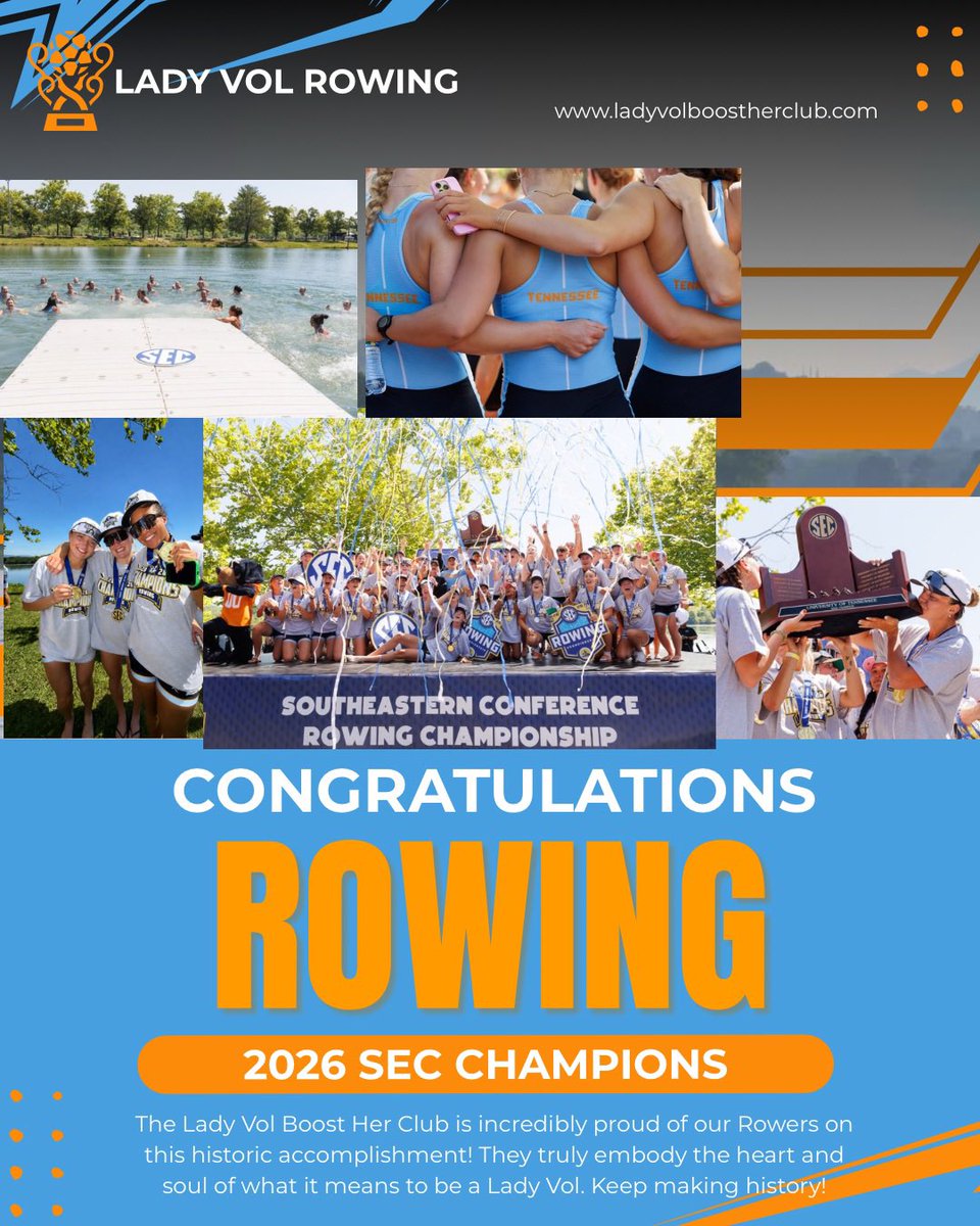 SEC Champs has a pretty good ring to it  The Lady Vol Boost Her Club is  celebrating the Lady Vol Rowing team and their incredible SEC Championship.  Thank you for continuing