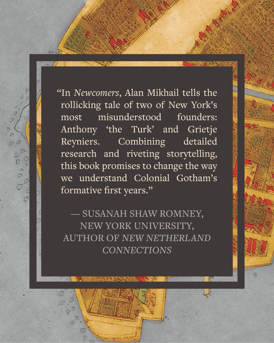 LiverightPub's tweet photo. In stores now: a @lithub "Great Nonfiction Title to Read in May" and @bookculture "Most-Anticipated New Book for May 2026", Alan Mikhail's NEWCOMERS chronicles NYC's origins via a man thought to be a Moroccan Muslim and a German barmaid fleeing poverty: https://t.co/gcvlqKSvgI https://t.co/WHh2NRWOLD