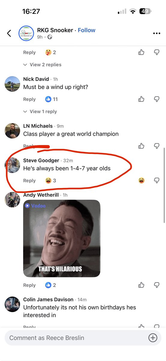 ReeceBreslin's tweet photo. Best comment I have ever seen 😂 https://t.co/fRcw9tlzgQ