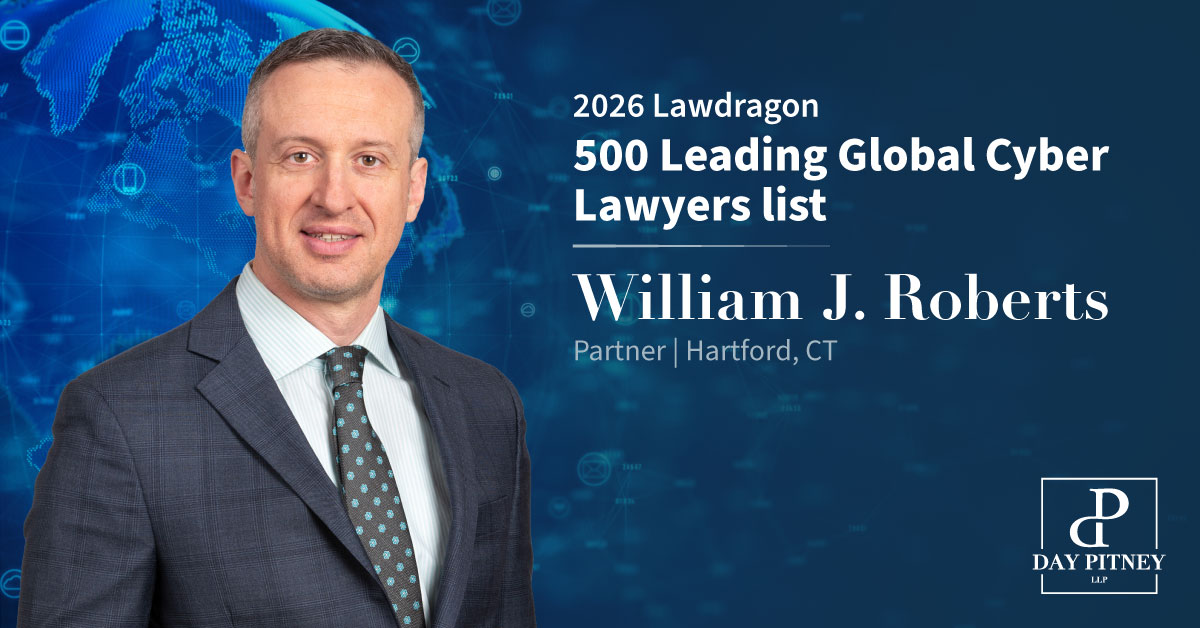 DayPitneyLLP's tweet photo. Standing out in a rapidly evolving field, William J. Roberts has once again been named to the Lawdragon 500 Leading Global Cyber Lawyers list for 2026, recognizing his leadership in data privacy, cybersecurity, and incident response. https://t.co/L680SoAgUx