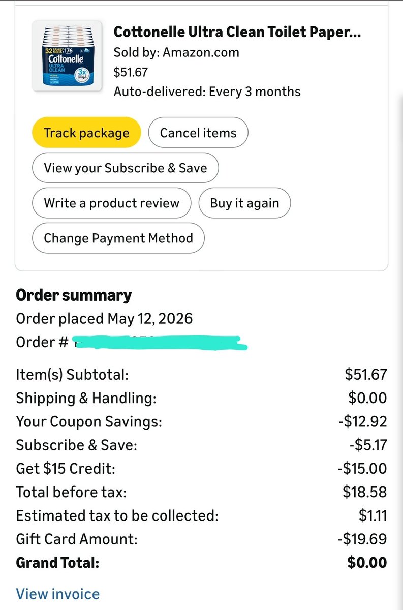 alsitad's tweet photo. @LordOfSavings They keep alternating the coupons and listing...keep refreshing every minute or so till it lands on 25% S&amp;S and $15 off (w/o the $50 min). I got it for 19.69 which comes out to 7.38 for a 12 pack. Still a decent discount. Thanks @LordOfSavings https://t.co/YTo948Q2yt