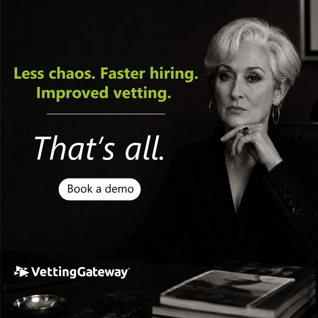 IDGateway's tweet photo. Miranda demands efficiency. VettingGateway delivers it. ✔️

Automated checks, one platform, zero chaos.

That's all.

#VettingGateway #BackgroundChecks #HRTech #Vetting #Compliance #HRProfessionals #SimplifiedVetting #TrustedHiring https://t.co/nPAAHjPblZ