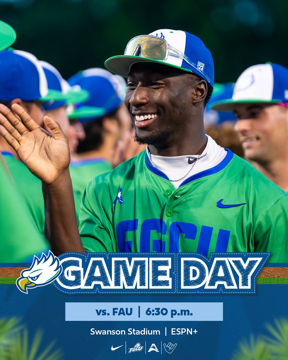 FGCU_Baseball's tweet photo. Final home game on tap!

🦅 🆚 🦉
🕡 6:30 PM
📍 Fort Myers, Fla.
🏟️ Swanson Stadium
📺 ESPN+ | https://t.co/E1XjSIMiQW
📊 https://t.co/UUiskJFYzN

#WingsUp https://t.co/NISeMCLc0D