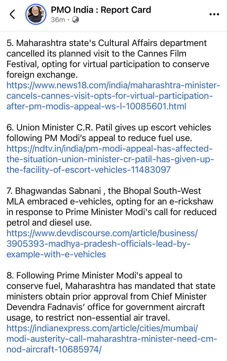 ShefVaidya's tweet photo. This is good. Very good. Should be followed by ALL @BJP4India leaders, CMs, ministers, MPs, MLAs across the board. PM @narendramodi is right in asking for austerity measures, but the party leaders should lead by example. https://t.co/ZOccntIRNy