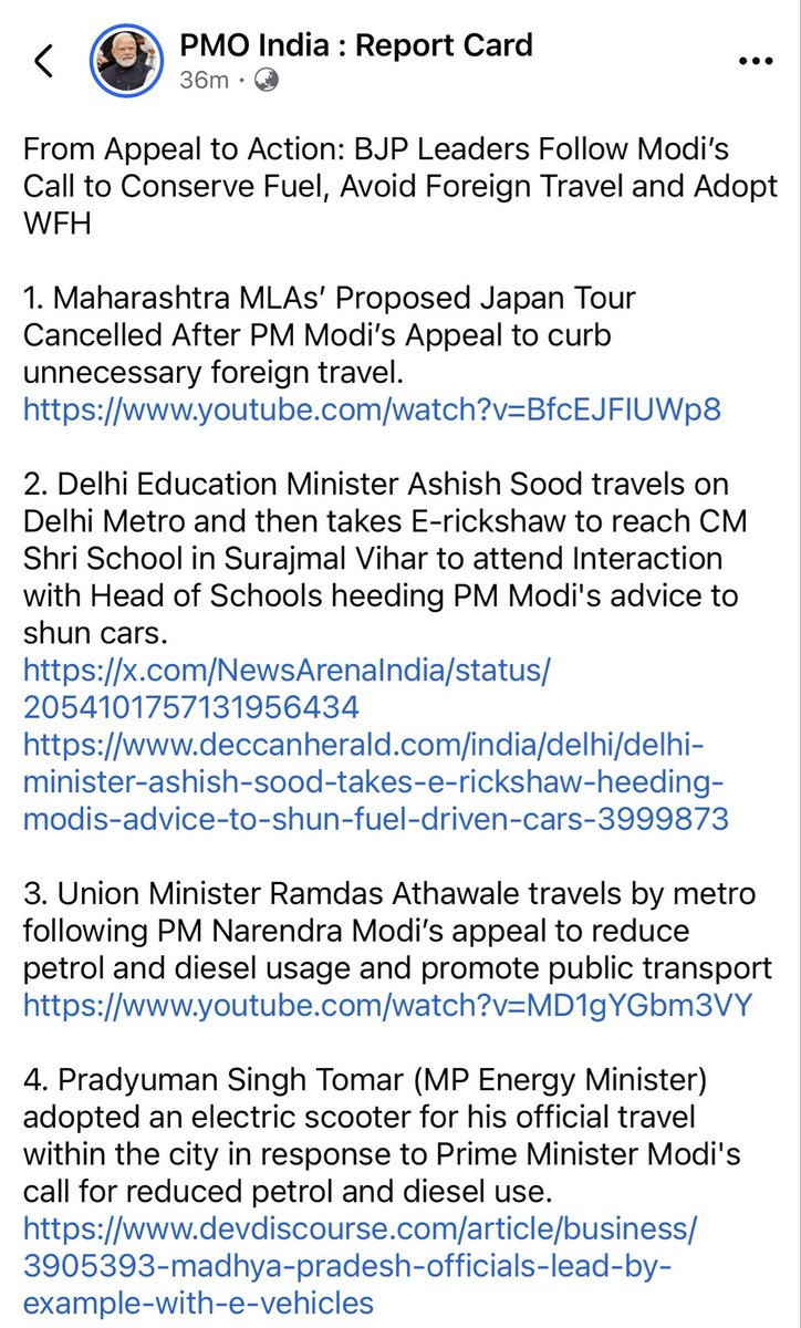 ShefVaidya's tweet photo. This is good. Very good. Should be followed by ALL @BJP4India leaders, CMs, ministers, MPs, MLAs across the board. PM @narendramodi is right in asking for austerity measures, but the party leaders should lead by example. https://t.co/ZOccntIRNy