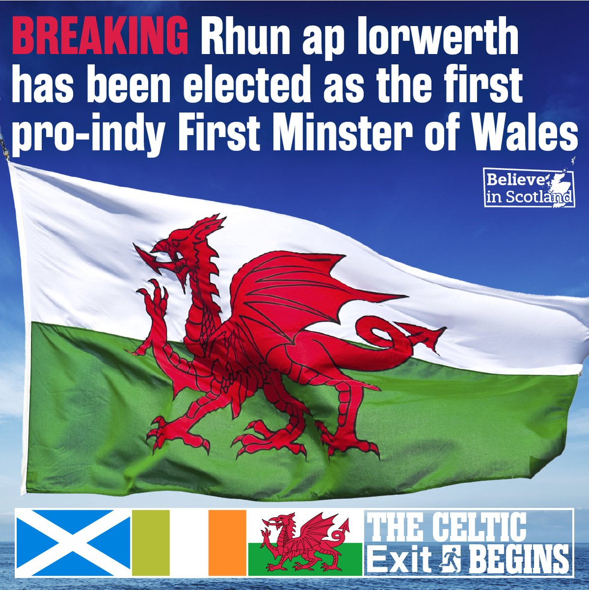 believeinscot's tweet photo. 🏴󠁧󠁢󠁷󠁬󠁳󠁿 Congratulations to Cymru / Wales on electing their first Pro-Independence First Minister, following their historic Senedd election win. #CymruamByth #BelieveinScotland https://t.co/Ksv0sGtfqn