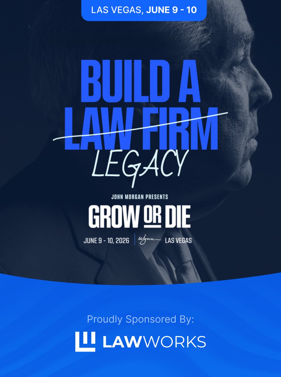 LawWorksOS's tweet photo. The legal industry hasn't changed in decades. We're about to fix that.

LawWorks is the AI-native operating system built for modern law firms. Not a plugin. Not a chatbot bolted onto your billing software. A full operating system, reimagined from the ground up.

We're unveiling at Grow or Die in Las Vegas with @JohnMorganESQ on June 9th.

Be in the room. Get on the list. The firms that move first will win. The ones that don't? Well — the conference name says it all.

#LawWorks #LegalTech #GrowOrDie #AILaw #LegalInnovation