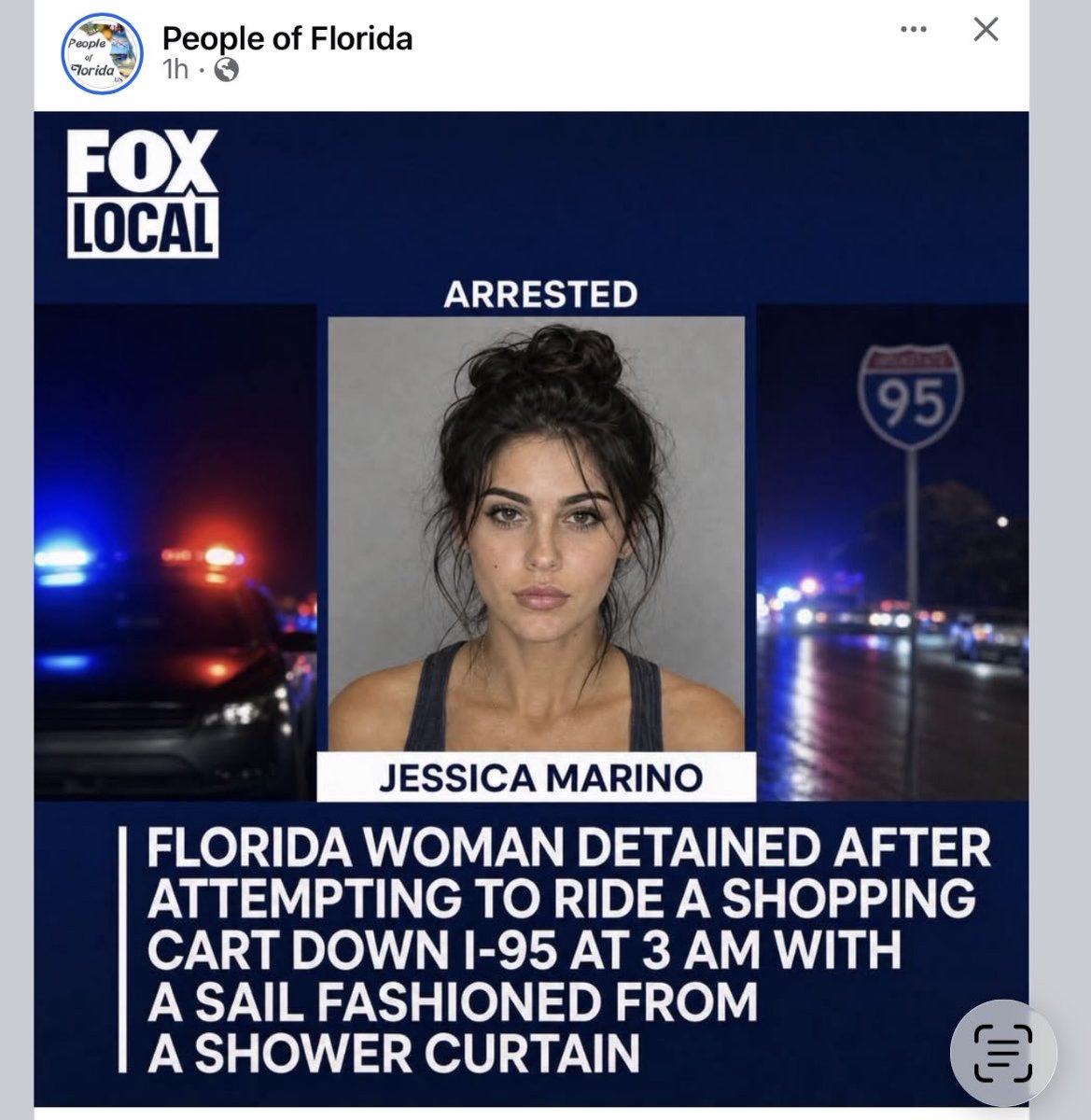newschica's tweet photo. So many questions. How fast was she going? Was the shopping cart modified? Where does this scientist work? #BecauseFlorida #FloridaWoman https://t.co/TduIAkpzkv