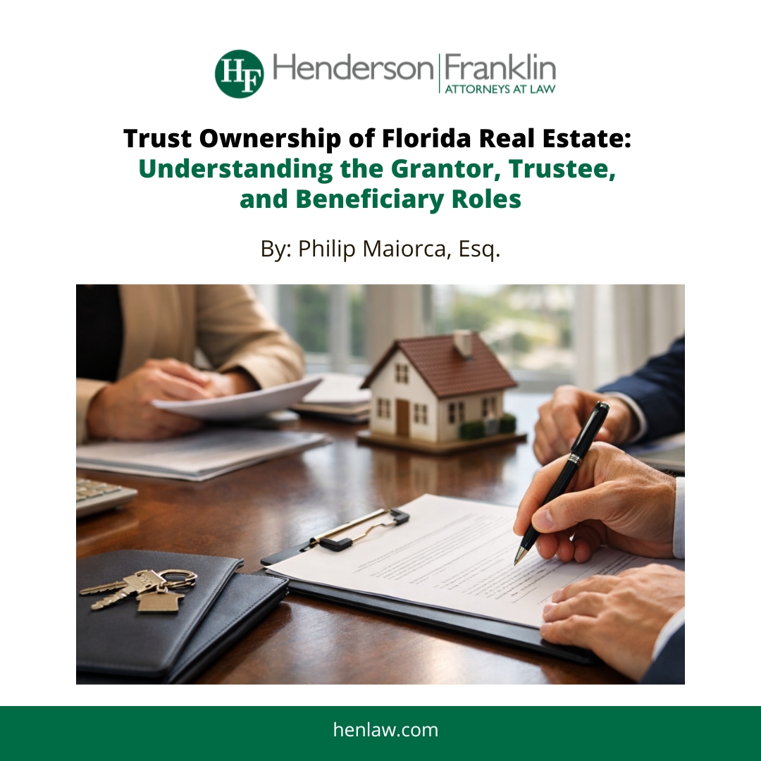 HenlawSWFL's tweet photo. Are you buying Florida real estate in a trust?

Know the difference between grantor, trustee, and beneficiary and who has authority to sign from Bonita Springs Real Estate Attorney Philip Maiorca:

https://t.co/B9r7npUo0i

#swfl #law #FL #realestate #trusts https://t.co/bLVsuey0ZI