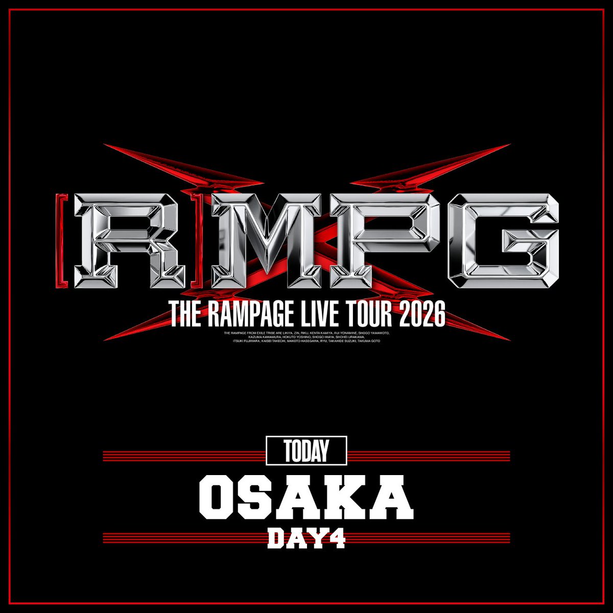 LDHofficialMB's tweet photo. ／
#THERAMPAGE LIVE TOUR 2026
"(R)MPG"
【🐙OSAKA DAY-4🐙】
＼

#EXILETRIBEmobile では
「BACK STAGE PHOTO」を更新中🆕

📸https://t.co/Dfc0vaG5I6

ぜひチェックしてください📝✨️ https://t.co/LJGIOEoB5F