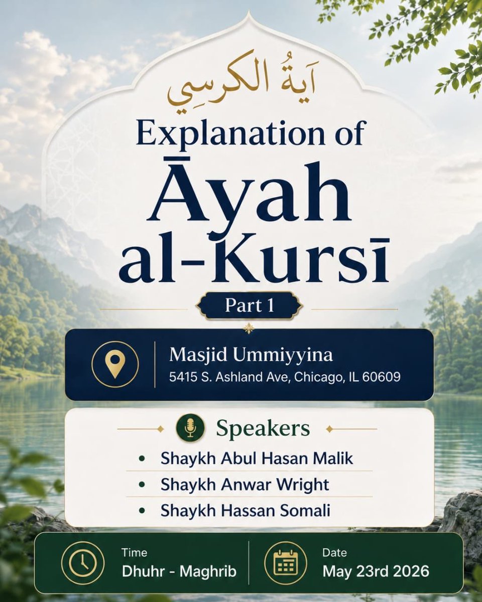 MasMumineenChi's tweet photo. A Knowledge Based Weekend in Chicago with our Teachers!!!

@IbnAkhdar 
@hikmahpubs 
@anwarphilly 

Live in Person at:
Masjid Ummiyyina on May 23rd
Masjid as-Sunnah on May 24th https://t.co/esn6zLswC8
