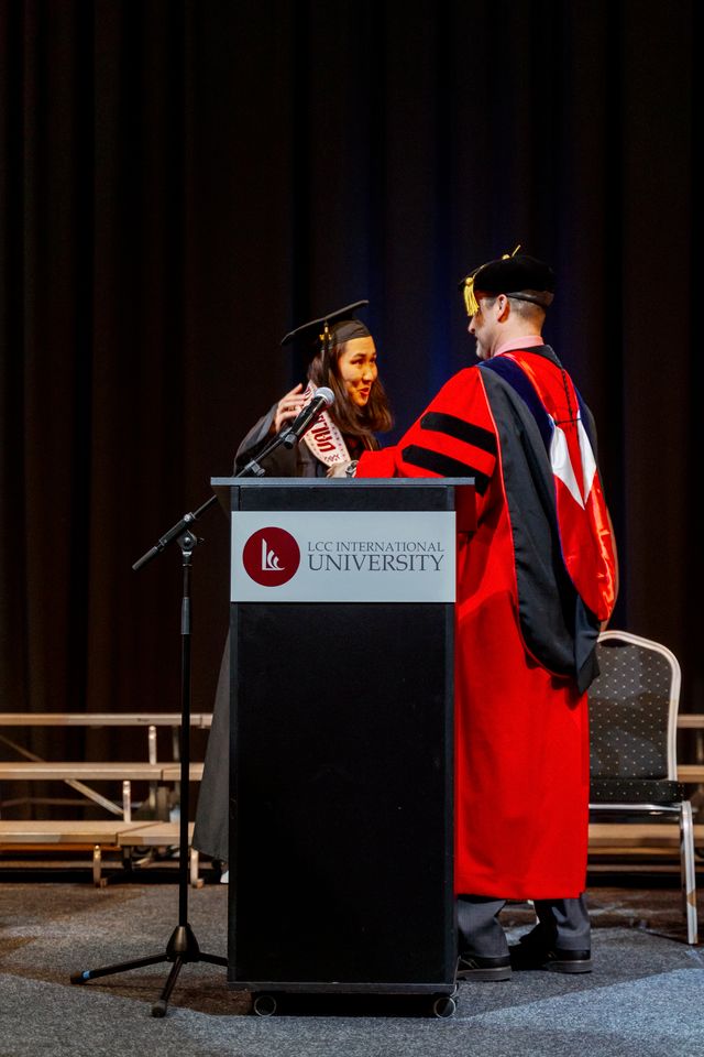 bucgcm's tweet photo. Congratulations to Travis L. Myers ('15), Interim Academic Vice President at LCC International University! Dr. Myers recently emceed Baccalaureate &amp; Commencement, sashed graduates, and helped celebrate the opening of LCC’s new Learning Commons during the week of festivities. https://t.co/ze6aiW6L6l