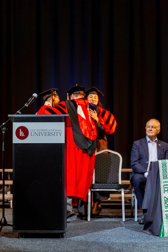 bucgcm's tweet photo. Congratulations to Travis L. Myers ('15), Interim Academic Vice President at LCC International University! Dr. Myers recently emceed Baccalaureate &amp; Commencement, sashed graduates, and helped celebrate the opening of LCC’s new Learning Commons during the week of festivities. https://t.co/ze6aiW6L6l