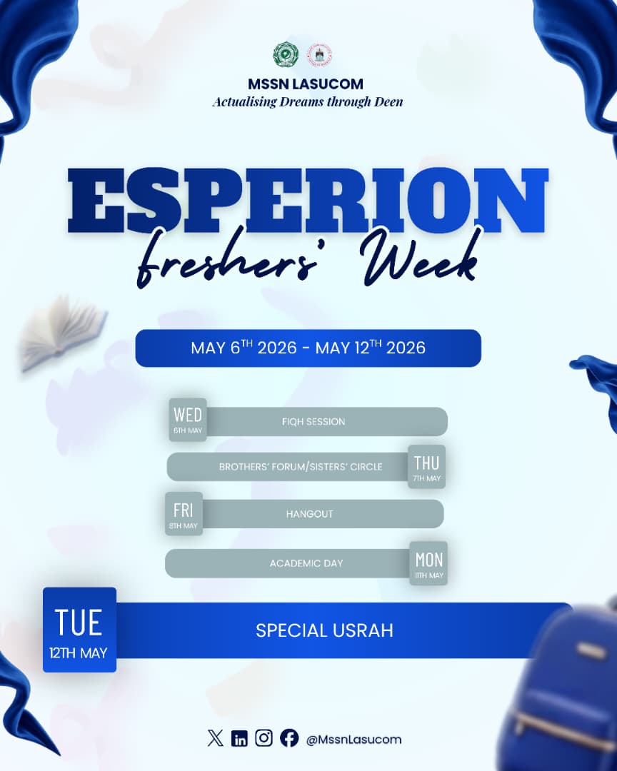 mssnlasucom's tweet photo. SAVE THE BEST FOR LAST! 🚀

Join us at 5PM for our Grand Finale: Special Usrah. We’re diving deep into a topic that touches every heart and settles every worry: 

Qadar (Divine Decree).

🎙 Lecturer: Ustadh Muhammad Ma’ruf
📍 Venue: LASUCOM/LASUTH Masjid

See you at the Masjid! https://t.co/TxhhZKrZmw