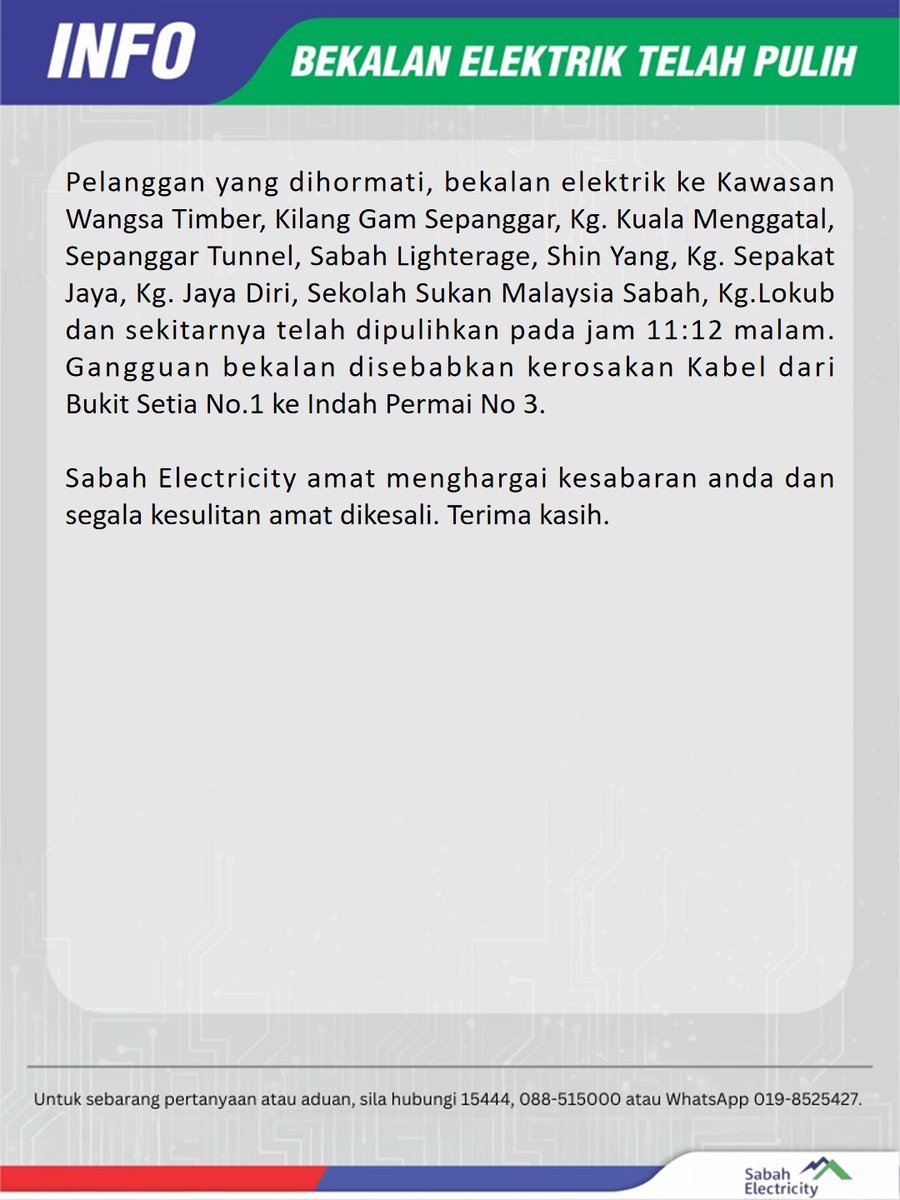Sabah Electricity Careline tweet media