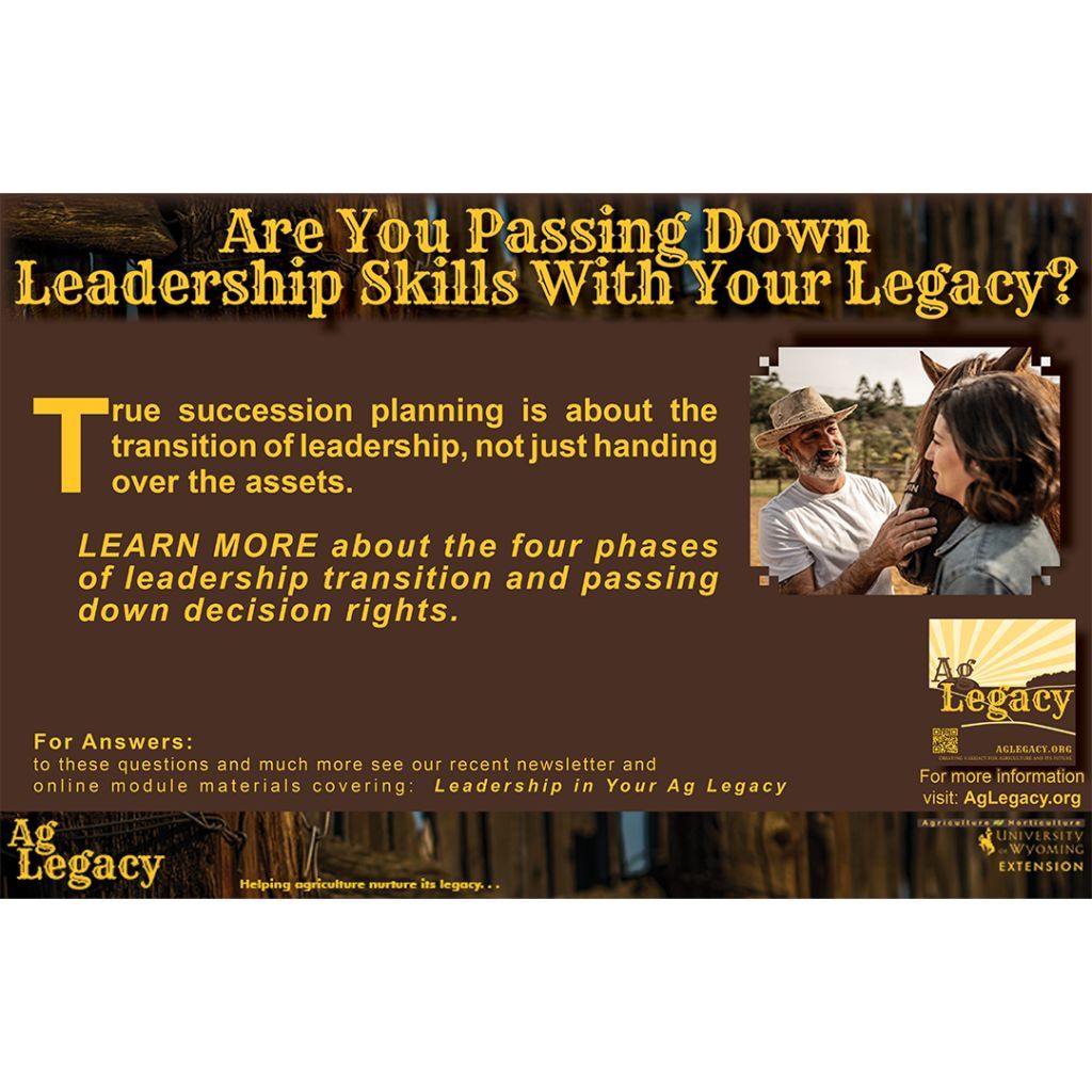 aglegacyorg's tweet photo. Are You Passing Down Leadership Skills With Your Legacy?
#AGLEGACY #FarmSuccession #EstatePlanning

True succession planning is about the transition of leadership. https://t.co/J7qcBx9Fzz