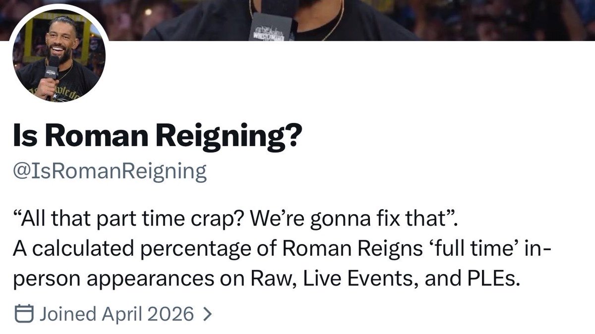 IsRomanReigning's tweet photo. Not a Roman fan or defender by any means but he’s a Raw superstar.

If his cousins want to act the fool on Friday nights without him, that’s up to them.

I’m counting Raw, Live Events, and PLEs as a full time member of the Raw Roster. https://t.co/wm0opDDXMP