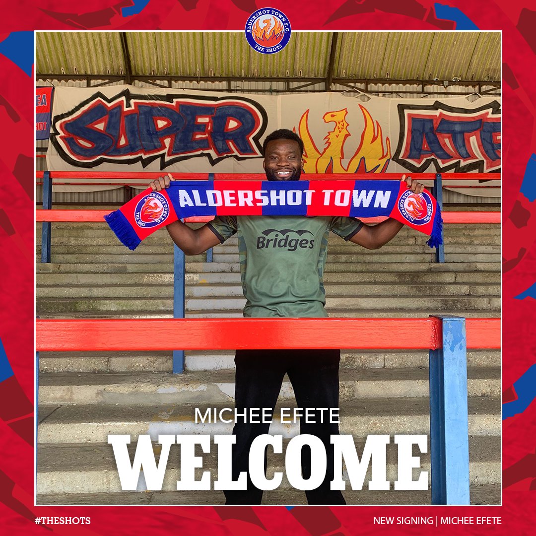 OfficialShots's tweet photo. 🤝Aldershot Town are excited to announce the signing of Michee Efete📝

Michee becomes Scott Davies' 6th signing ahead of the 26/27 season, joining the club after recently playing at Yeovil Town🔴🔵

Throughout his career, the 29 year old has enjoyed lengthy spells at Ross County, Grimsby Town and Norwich City where he began his career. Michee has also experienced playing overseas with a loan spell with Breidablik Kopavogur in Iceland!

Scott Davies said " Michee comes with a wealth of experience having been promoted from the National League previously. Since then he’s played in the Football League and the Scottish Premiership, so will be important for us throughout the back line.

He’s also extremely versatile and can play in different positions which is key when building a squad".