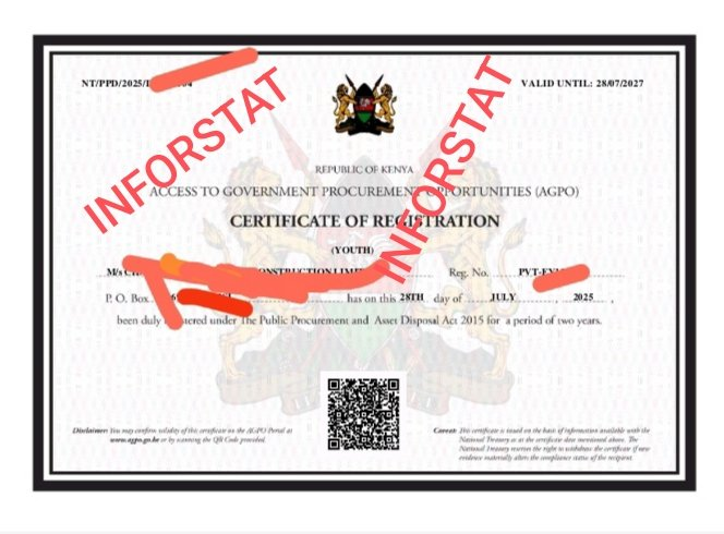 inforstat's tweet photo. AGPO facilitates enterprises owned by the youth, women and persons with disabilities when applying for government tenders.

📱 +254704832755
🌐 https://t.co/k4x4uWTHFj

MPESA Kololo Ceremonial Grounds Ashawo #DearCNN
Africa Macron Larrys Personal Opinion #TuesdayRevelationMsg https://t.co/URGDLZbtUg