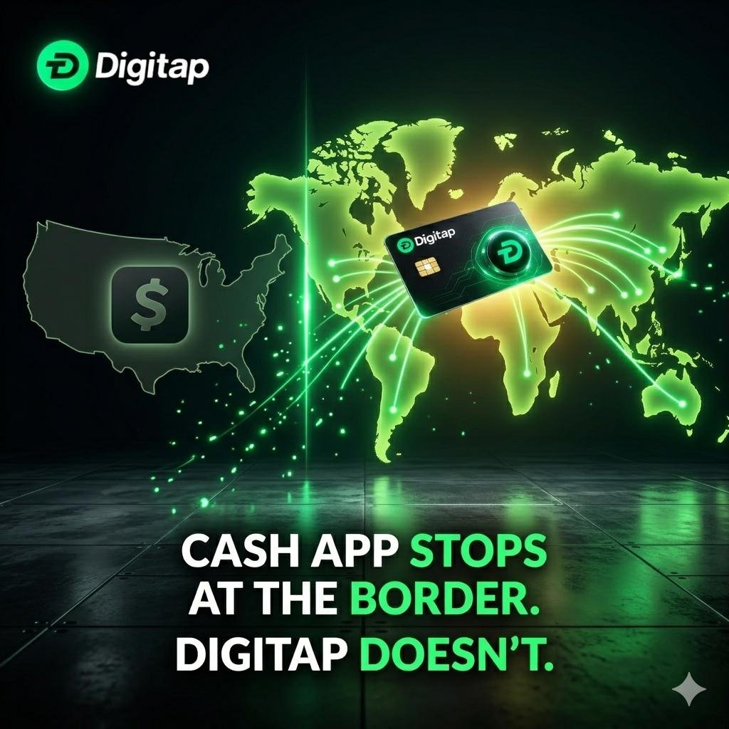 DigiTap_app's tweet photo. Cash App is great. If you live in the US.

Digitap works across:
🌍 Europe, Asia, Africa, Middle East, LATAM
🌍 100+ cryptocurrencies
🌍 20+ fiat currencies
🌍 Apple Pay & Google Pay everywhere

Borders are old. Money should be borderless.

Spend globally → https://t.co/HqQ7gGWAue
#cashapp #globalpayments #digitap #cryptocard #FintechAI