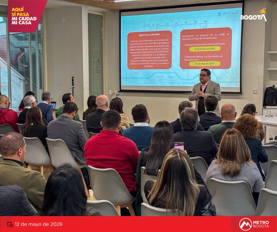 MetroBogota's tweet photo. Avanzamos en la reunión informativa con las empresas interesadas en conocer el proceso de la precalificación para la contratación de la Concesión de la Línea 2 del Metro de Bogotá 🚇.
Nuestro Metro avanza porque #AquíSíPasa https://t.co/Q9roZW8wM5
