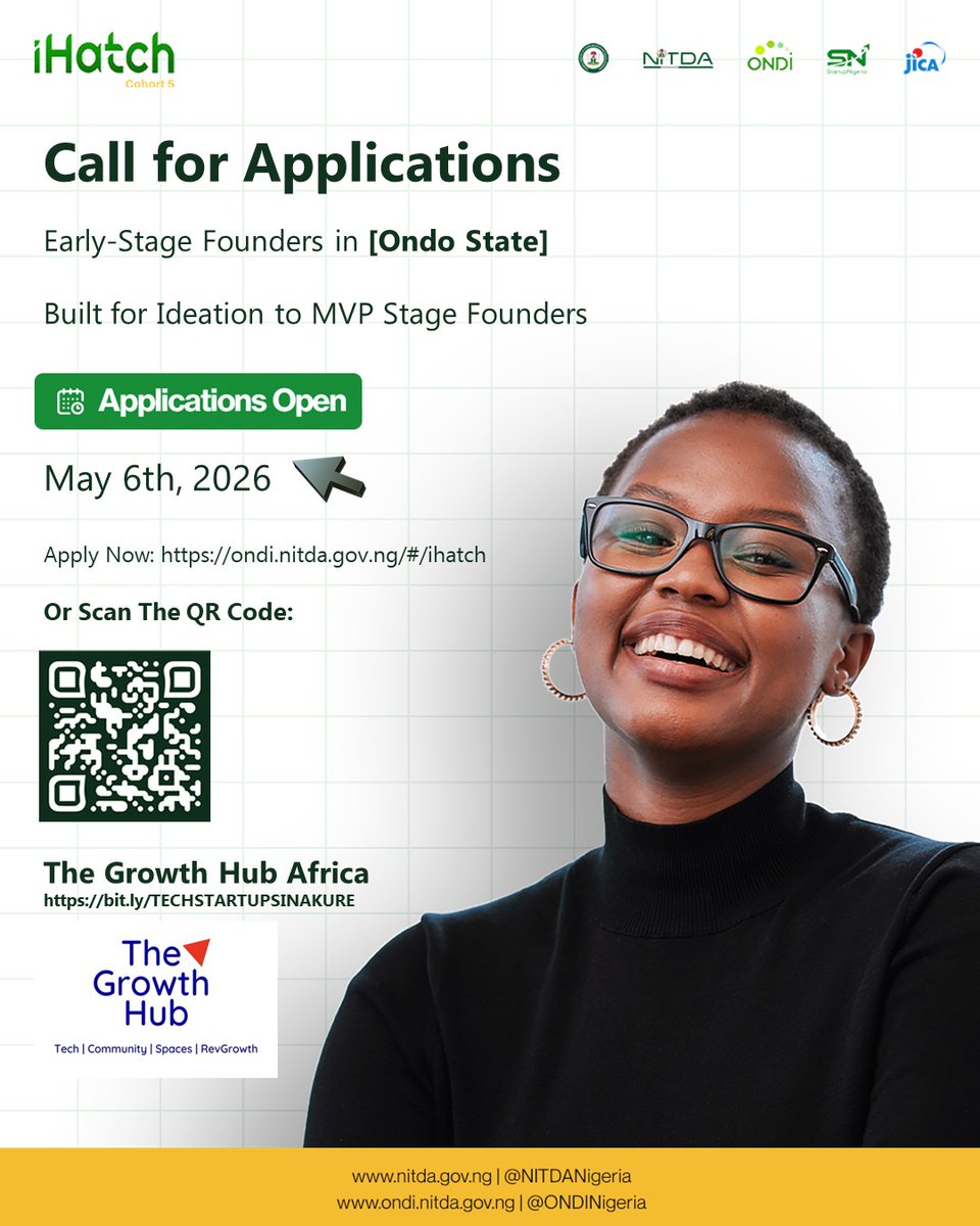 growth50086's tweet photo. Hello Business owners 

If you are a Tech startup in Ondo State. Either Core Tech or you run a tech-enabled business. 

Sign up for this Federal Government Incubation Program.

https://t.co/7W2IAFtrRD

https://t.co/vhKgXTkZxe https://t.co/NNNQTMmtlJ
