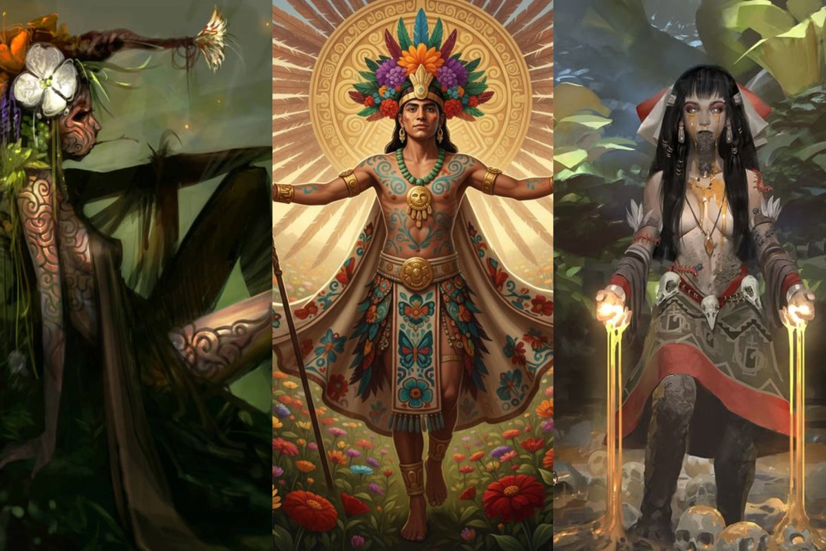Xiublogger's tweet photo. Los tres dioses del placer entre los #mexicas son #Xochiquetzal, #Xochipili y #Tlazoltéotl, quienes motivan el deseo y castigan las transgresiones. https://t.co/8xG620s5Io