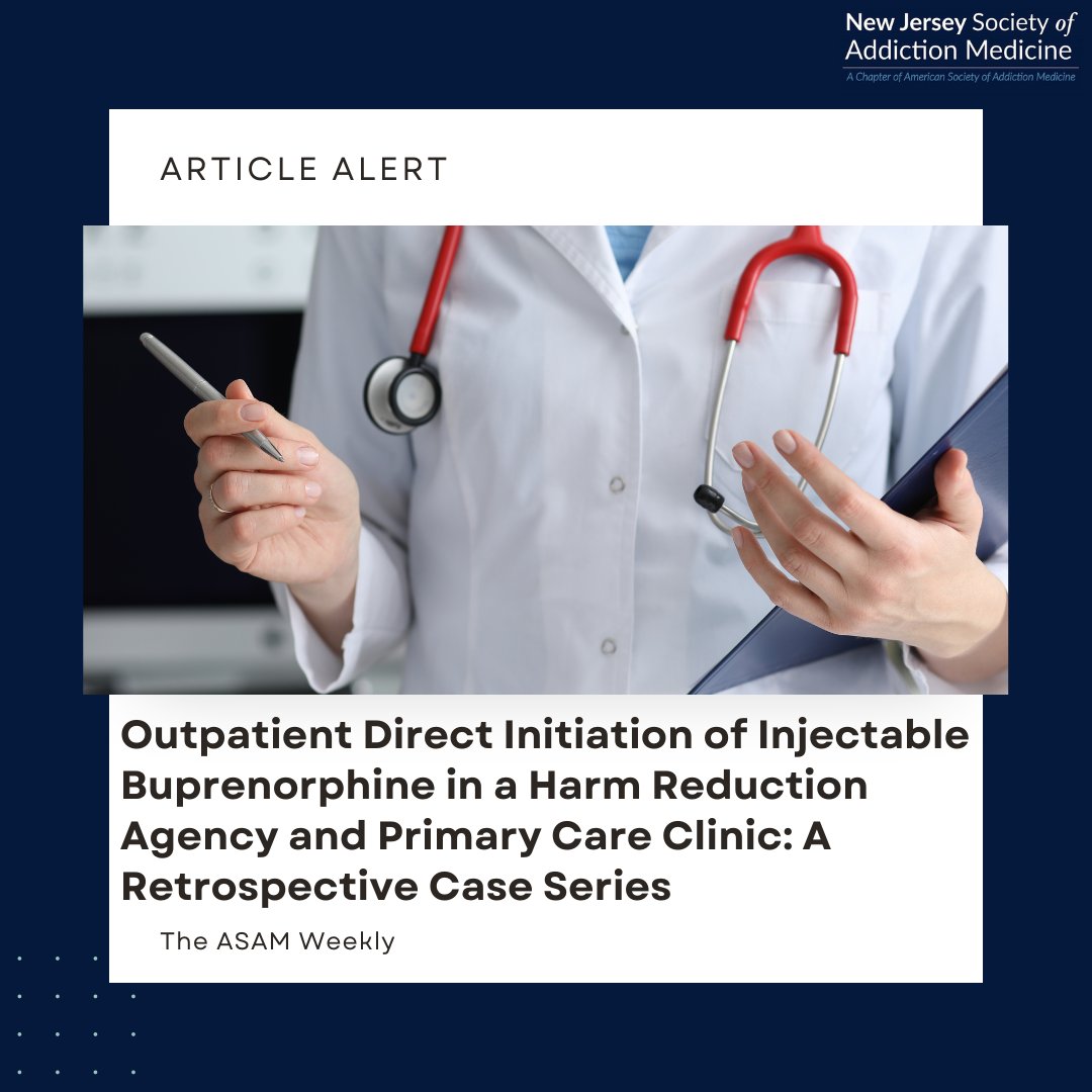 NewNjsam's tweet photo. Initiating weekly long-acting injectable buprenorphine (LAIB) without prior sublingual buprenorphine (“direct-to-inject” or DTI) may reduce buprenorphine initiation barriers.

To learn more, check out The ASAM Weekly. https://t.co/tUi4Qi0rD5