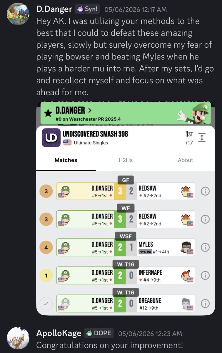 ApolloKage's tweet photo. I did a @TryMetafy coaching session to prepare a student for bracket,

My student not only overcame fear to defeat a bracket demon, 

They proceeded to win the entire bracket on top of it,

It is always amazing to help students improve mentality and win locals :) https://t.co/vqXedRuEiO