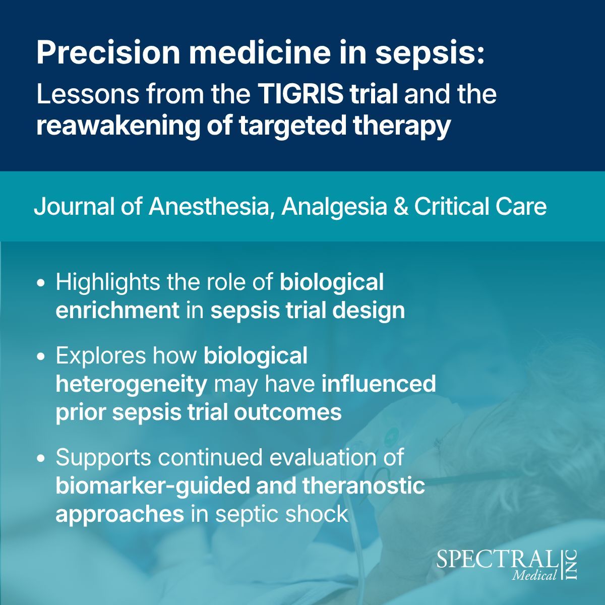 SpectralMedical's tweet photo. A new publication in the Journal of Anesthesia, Analgesia and Critical Care explores how the TIGRIS trial applied a biology-informed approach in septic shock using endotoxin activity and organ dysfunction severity for patient selection. 

👉  https://t.co/6Q10tfgWql 

#FOAMed https://t.co/0gJTsfW8K2