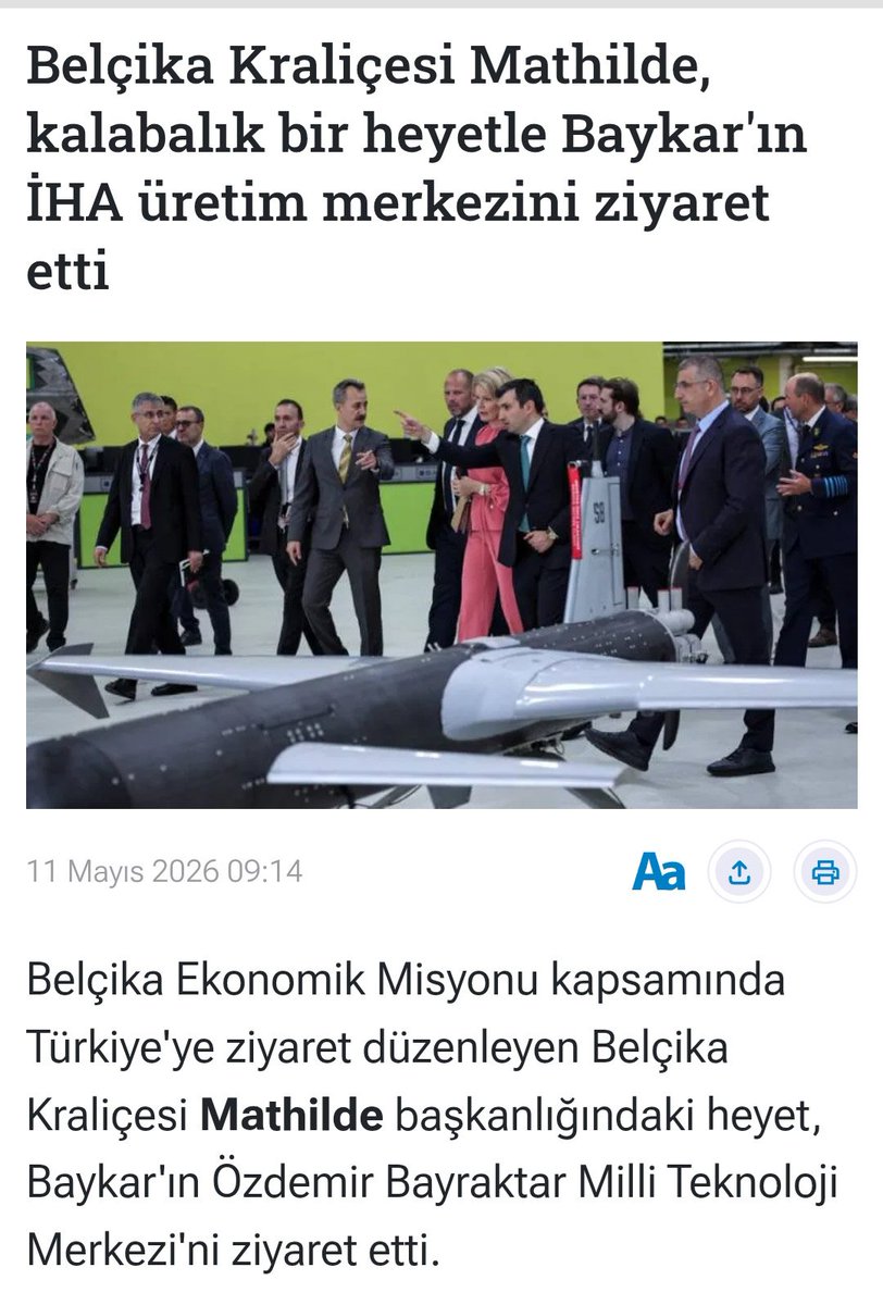 cgfuzuli's tweet photo. Belçika Kraliçesi Mathilde, kalabalık bir heyetle Baykar'ın İHA üretim merkezini ziyaret etti!

Kimlere çalıştığımızı anlayabiliyor musunuz? https://t.co/btVuEWsWLx