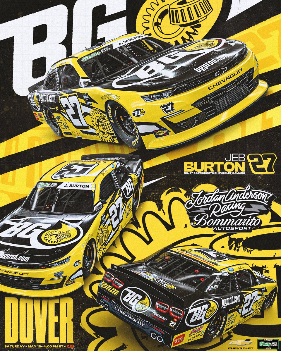 JARnascar's tweet photo. Black &amp; Yellow! ⚫️🟡

@bgproducts returns with @JebBurtonRacing for the @MonsterMile!

#NASCAR | #BetRivers200 https://t.co/8uaeVZlTti