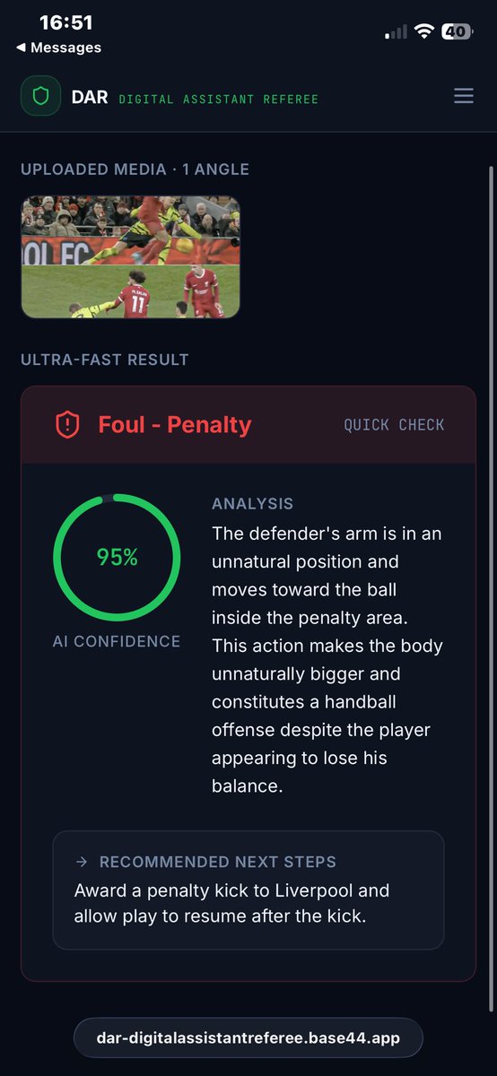 RavalAaron's tweet photo. I’m sick of the incapability and unconscious bias of refereeing in this country, so I am making an AI driven VAR system to fix this.

However, I need some donations or support to make this vision possible. If interested please DM or leave a comment!

Below is the draft system https://t.co/1xFCuA6fB7