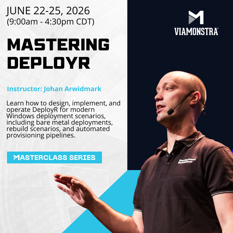 DeployResearch's tweet photo. ⚡Deploy Windows using #DeployR! #ViaMonstraMasterclasses JUNE 22-25 🕘 9:00AM - 4:30PM CDT 💻 MASTERING DEPLOYR with @jarwidmark 👨‍💻 Acquire the skills needed to implement DeployR and build a reliable, scalable #OSD platform 🚀#ViaMonstraAcademy

Enroll ➡️ https://t.co/ruI8Wa8z6N https://t.co/LS953DiguS