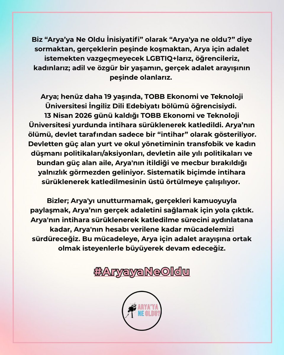 Arya'ya Ne Oldu İnisiyatifi tweet media