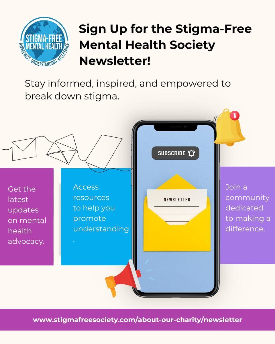 StigmaFreeMH's tweet photo. Stay informed, inspired, and empowered to break down stigma. Together, we can create a world free from judgment and full of compassion. Sign up now and be a part of the change! https://t.co/vEtROzZ0nO https://t.co/4tfWvX48yR