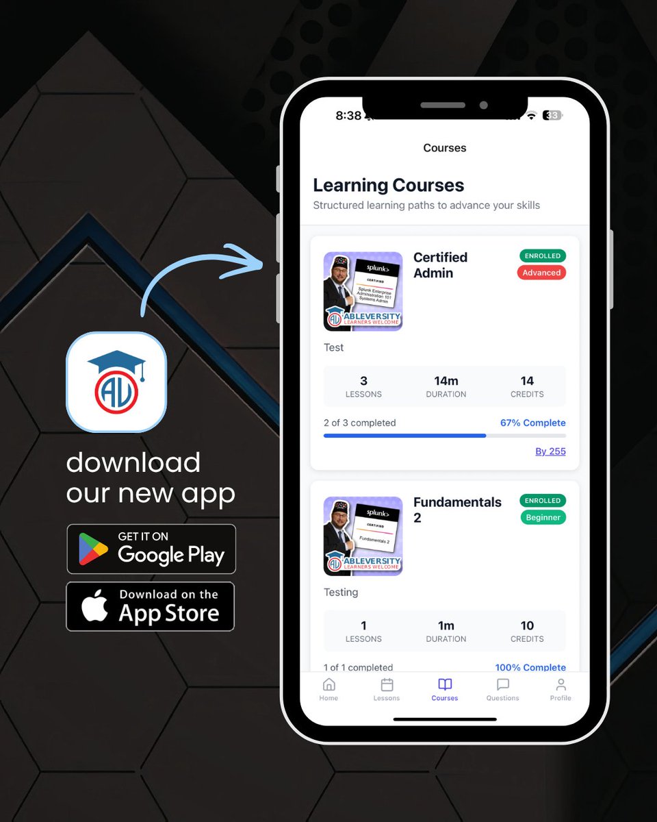 Ableversity's tweet photo. AbleU is live, a Splunk training app for beginners and experienced learners.  

Hands-on practice and SPL training in one place.  

Link in the comments! https://t.co/icEKUssDmy