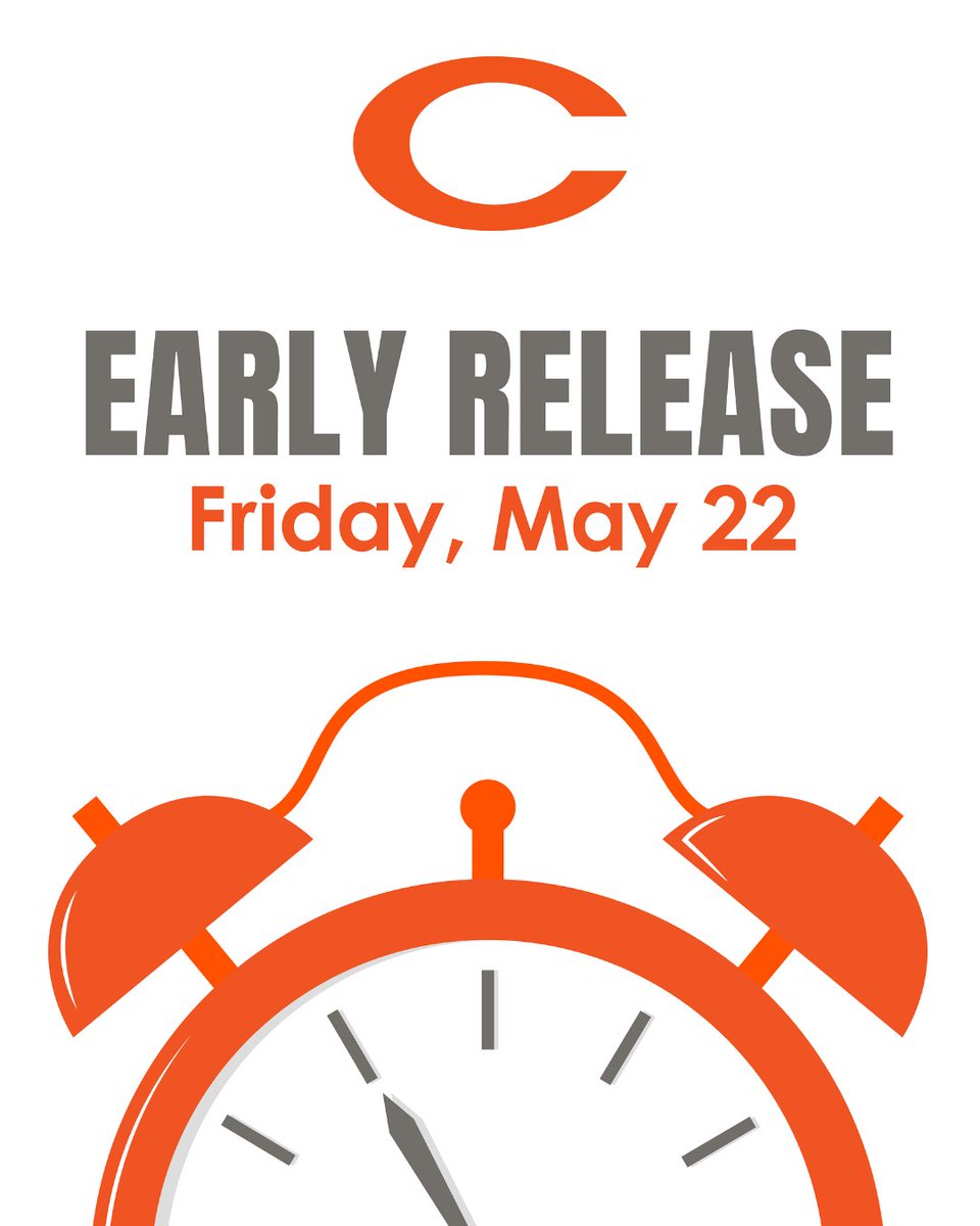 CelinaISD's tweet photo. Reminder: Friday, May 22 is an Early Release Day for all Celina ISD students. Please make plans for early student pick up and transportation arrangements.

Thank you for helping us ensure a smooth and safe dismissal for all campuses. https://t.co/ExDfzY6g4Q