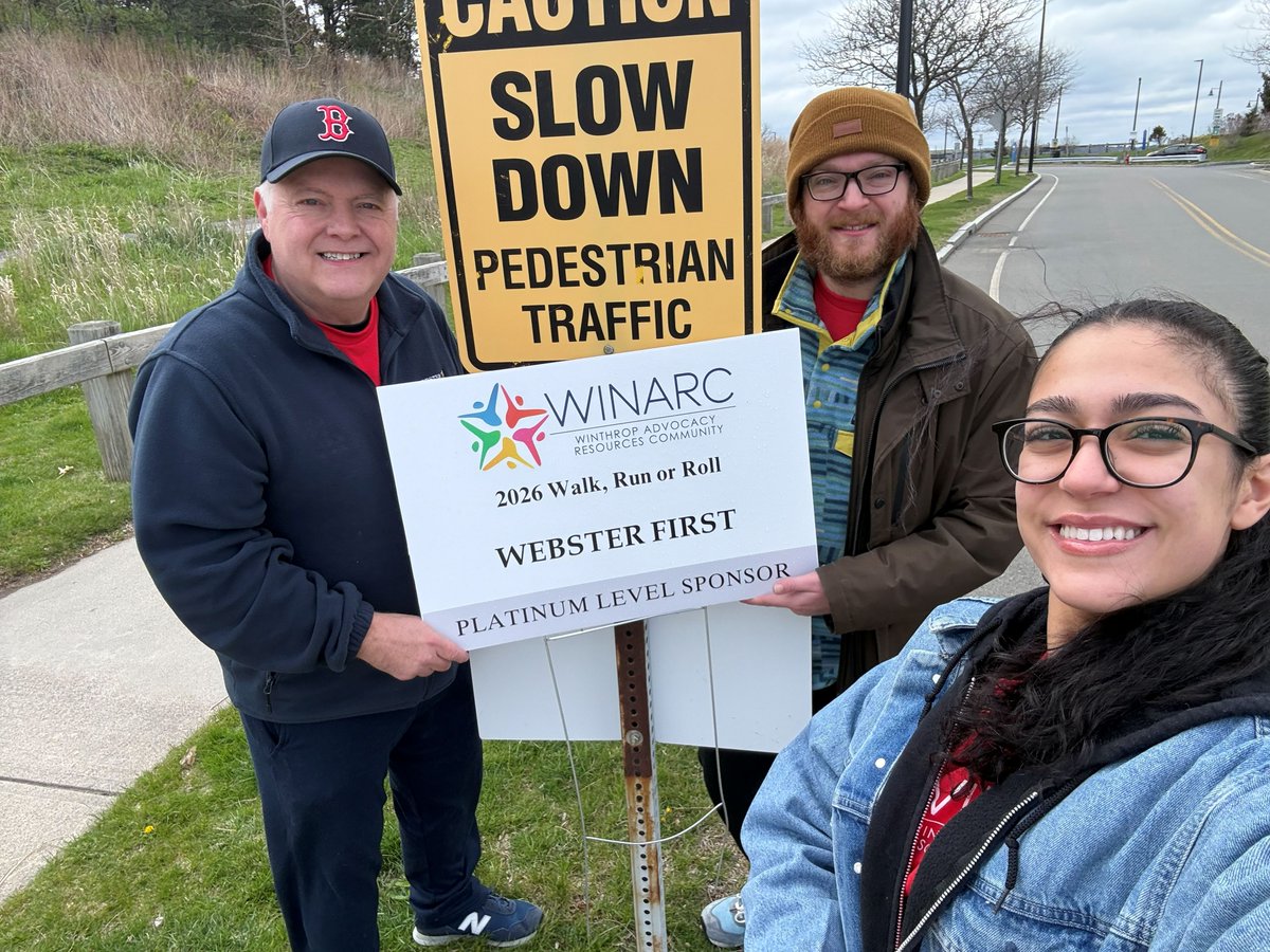 websterfirstfcu's tweet photo. We were incredibly proud to be the Platinum Sponsor for the WINARC Walk, Run, or Roll on Deer Island! 🎉 A huge shoutout to our very own Lawrence, Jacob, and Raquel for hitting the pavement and participating in the walk! 👟 https://t.co/GMHFniF1IC