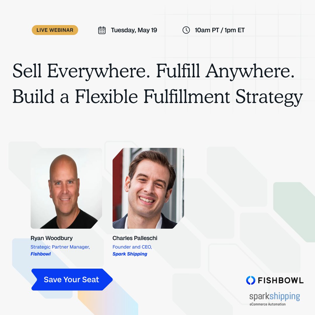 Fishbowl's tweet photo. Your warehouse sees inventory. Your sales team sees orders. Your suppliers see neither.
Join Fishbowl and @SparkShipping to see how businesses are connecting all three — and simplifying fulfillment from the inside out.
Register → https://t.co/yGm0xfMHoD https://t.co/toK4bANPIp