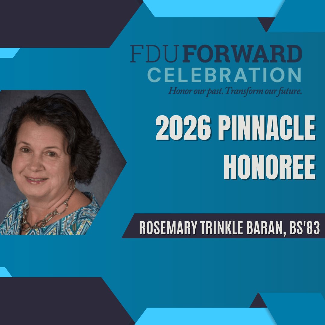 FDUAlumni's tweet photo. Looking forward to celebrating one of our 2026 PINNACLE honorees, Rosemary Trinkle Baran, BS’83, Manager of Organizational Development &amp; Talent Management at NewYork-Presbyterian Hospital, at this year’s FDU Forward Celebration. https://t.co/Y8HNdrI2FS