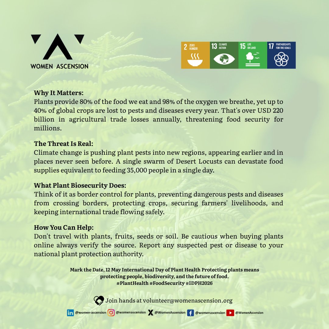 WomenAscension's tweet photo. #Women #Empower #InPower #Leadership #WomenAscensionLeadership2030 #UnitedForImpact
#ProtectOurPlants #Nutrition #ClimateAction #SustainableAgriculture
#Biodiversity #EnvironmentalProtection #GlobalFoodSystems
#SDG2 #SDG13 #SDG15 #SDG17
#WomenAscension #Global https://t.co/Ca2xhKZDtX
